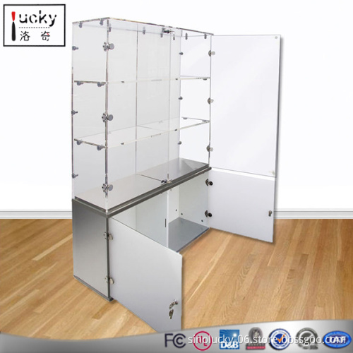 Clear acrylic display cabinet with glass showcase acrylic for display hat /bag/backpack /shoes glasses with lock and key